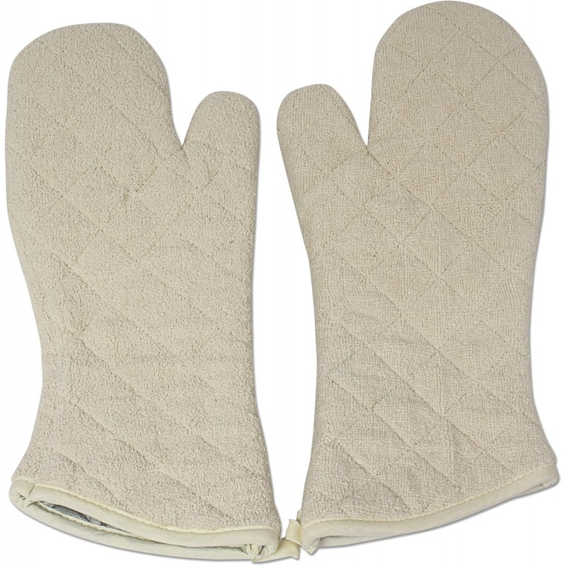 Nouvelle Legende Quilted Cotton Terry Oven Mitts for Baking, BBQ, and Cooking Protection, Heat-Resistant Gloves for Kitchen and Grill, Comfortable Grip, Machine Washable, Reusable, 17-Inch, 1 Pair