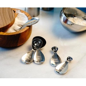 RSVP International Endurance Kitchen Collection Measuring Tools, Dishwasher Safe, Teardrop, 5 Piece, Stainless Steel