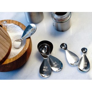 RSVP International Endurance Kitchen Collection Measuring Tools, Dishwasher Safe, Teardrop, 5 Piece, Stainless Steel