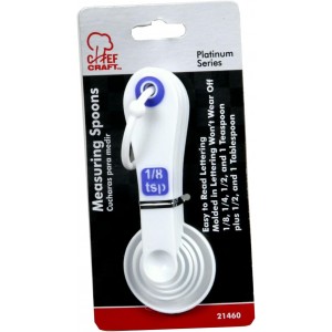 Plastic Measuring Spoon Set, 6 piece set, White and Blue