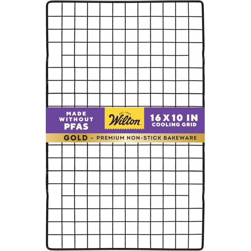 Wilton Gold Premium Non-Stick Warp-Resistant Bakeware, Made without PFAs, Cooling Grid, 16 x 10 in, Packaging May Vary