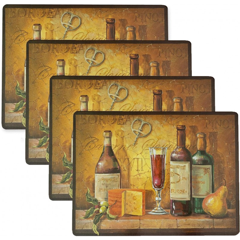 Benson Mills Cork Placemats Set of 4, Thick Cork Place Mats for Kitchen and Dining Tables, Easy Clean Table Mats (12