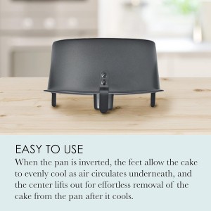 Chicago Metallic Angel Food Cake Pan with Cooling Feet, 2-Piece Nonstick Tube Pan, 9.5 Inch Carbon Steel, Perfect for Pound and Sponge Cakes