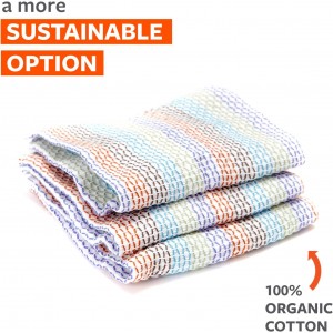Full Circle Tidy 100% Organic Cotton Dish Cloths - Absorbent, Reusable, Kitchen Towels, Eco-Friendly, Machine Washable - Red