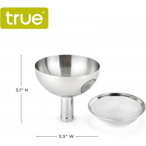 True Fountain Aerating Decanter Funnel, Red and White Wine Funnel with Mesh sediment Strainer, bar accessories, Stainless Steel, 2-Piece set