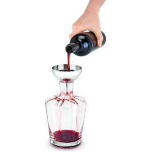 True Fountain Aerating Decanter Funnel, Red and White Wine Funnel with Mesh sediment Strainer, bar accessories, Stainless Steel, 2-Piece set