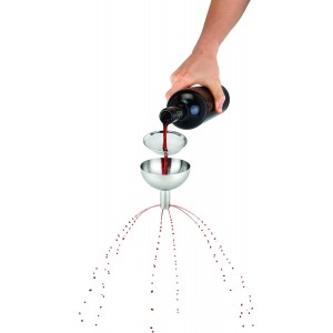 True Fountain Aerating Decanter Funnel, Red and White Wine Funnel with Mesh sediment Strainer, bar accessories, Stainless Steel, 2-Piece set