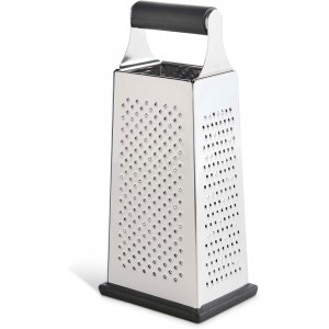 HIC Kitchen Professional Grater Zester, Stainless Steel, Non-Slip Base and Handle, 4 Multi-Grating Surfaces