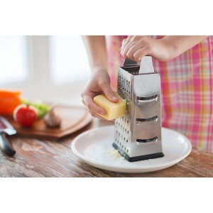 HIC Kitchen Professional Grater Zester, Stainless Steel, Non-Slip Base and Handle, 4 Multi-Grating Surfaces