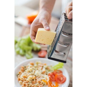 HIC Kitchen Professional Grater Zester, Stainless Steel, Non-Slip Base and Handle, 4 Multi-Grating Surfaces