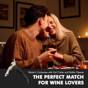 Chef Craft Select Waiters Corkscrew with Foil Cutter and Bottle Opener, 5 inches in Length, Stainless Steel/Black