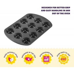 Wilton Gold Non-Stick 12-Cavity Mini Fluted Cake Pan, Cold-Rolled Steel Bakeware, Made Without PFAS, Packaging May Vary