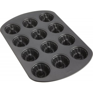 Wilton Gold Non-Stick 12-Cavity Mini Fluted Cake Pan, Cold-Rolled Steel Bakeware, Made Without PFAS, Packaging May Vary