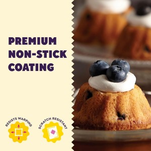 Wilton Gold Non-Stick 12-Cavity Mini Fluted Cake Pan, Cold-Rolled Steel Bakeware, Made Without PFAS, Packaging May Vary