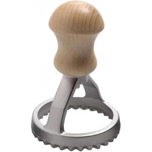 Eppicotispai Aluminum Round Ravioli Stamp with Beechwood Handle, 3-Inch