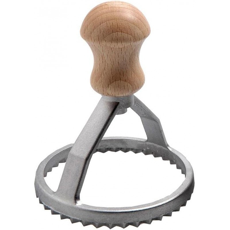 Eppicotispai Aluminum Round Ravioli Stamp with Beechwood Handle, 3-Inch