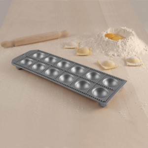 Eppicotispai 12-Hole Aluminum Round Ravioli Maker with Rolling Pin