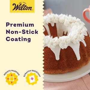 Wilton Gold Non-Stick 9.49 in Fluted Tube Cake Pan, Cold-Rolled Steel Bakeware, Made without PFAS, Packaging May Vary