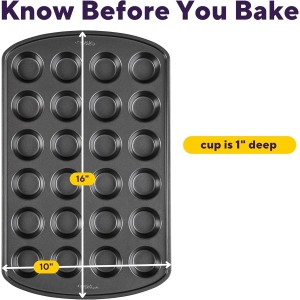 Wilton Gold Non-Stick 24-cup Muffin Pan, Cold-Rolled Steel Bakeware, Made without PFAs, 16 x 10 x 1 in., Packaging may Vary