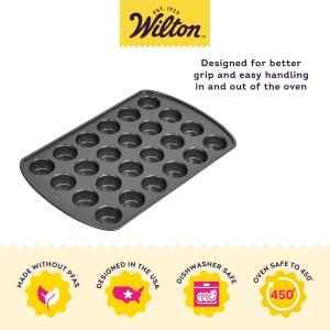 Wilton Gold Non-Stick 24-cup Muffin Pan, Cold-Rolled Steel Bakeware, Made without PFAs, 16 x 10 x 1 in., Packaging may Vary