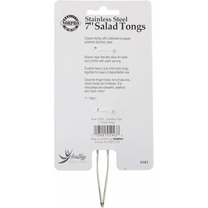 Norpro, Silver Stainless Steel Serving Tongs, 7.5 INCH