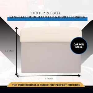 Dexter-Russell 6” x 3” Dough Cutter/Scraper – 19783, High-Carbon Stainless Steel Blade, Textured Polypropylene Handle, NSF Certified, Made in USA – Sani-Safe Series