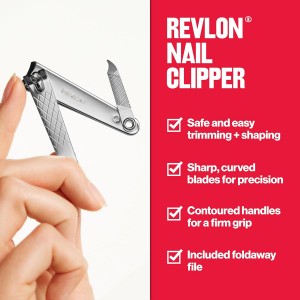 Revlon Nail Clipper With File, Manicure Care Tool With a Curved Blade for an Accurate Trimming and Grooming, Easy to Use (Pack of 1)
