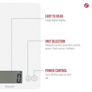Escali Arti Digital Food Scale, Multi-Functional Kitchen Appliance, Precise Weight Measuring and Portion Control, Baking and Cooking Made Simple, Tempered Glass, Frost White