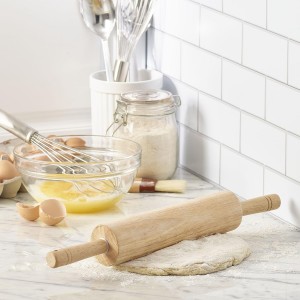 FARBERWARE Classic Wood Rolling Pin, 18-Inch Hardwood Dough Roller for Baking Pizza, Pies, Pastry and Cookies, Ergonomic Handles, Kitchen Essential