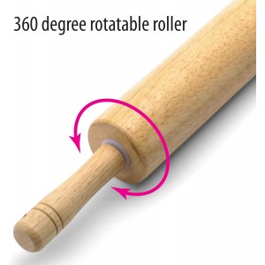 FARBERWARE Classic Wood Rolling Pin, 18-Inch Hardwood Dough Roller for Baking Pizza, Pies, Pastry and Cookies, Ergonomic Handles, Kitchen Essential