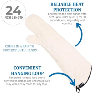San Jamar Conventional Style Oven Mitt, Heat Resistant Pot Holder Gloves for Cooking and Baking, 24