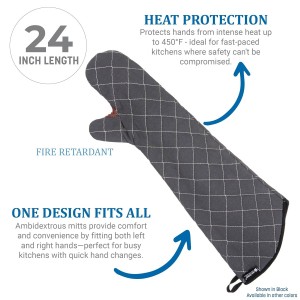 San Jamar 800FG24 BestGuard Commercial Heat Protection Up to 450° F Oven Mitts (Pair), 24