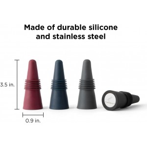 Rabbit W6121 Bottle Stoppers Set of 4, Multicolor Wine Bottle Caps to Preserve Freshness, Stylish and Durable, Perfect for Parties and Gifts