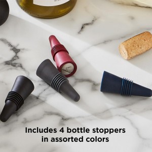 Rabbit W6121 Bottle Stoppers Set of 4, Multicolor Wine Bottle Caps to Preserve Freshness, Stylish and Durable, Perfect for Parties and Gifts