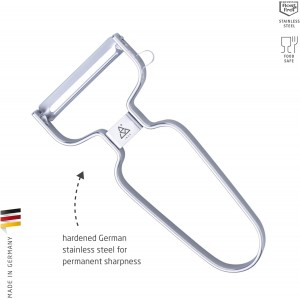 triangle Y-Peeler - 2 in (50 mm) - Stainless Steel Horizontal Straight Blade - Peeler for Hard-Skinned Fruits & Vegetables - Ergonomic Handle - Dishwasher Safe - Made in Germany