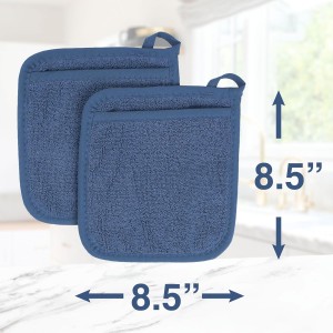 RITZ Terry Pocket Mitt & Hot Pad: Unparalleled Heat Resistant, Durable 100% Cotton – Ergonomically Designed for Optimal Grip – Easy-Care Machine Washable – 2-Pack, Federal Blue