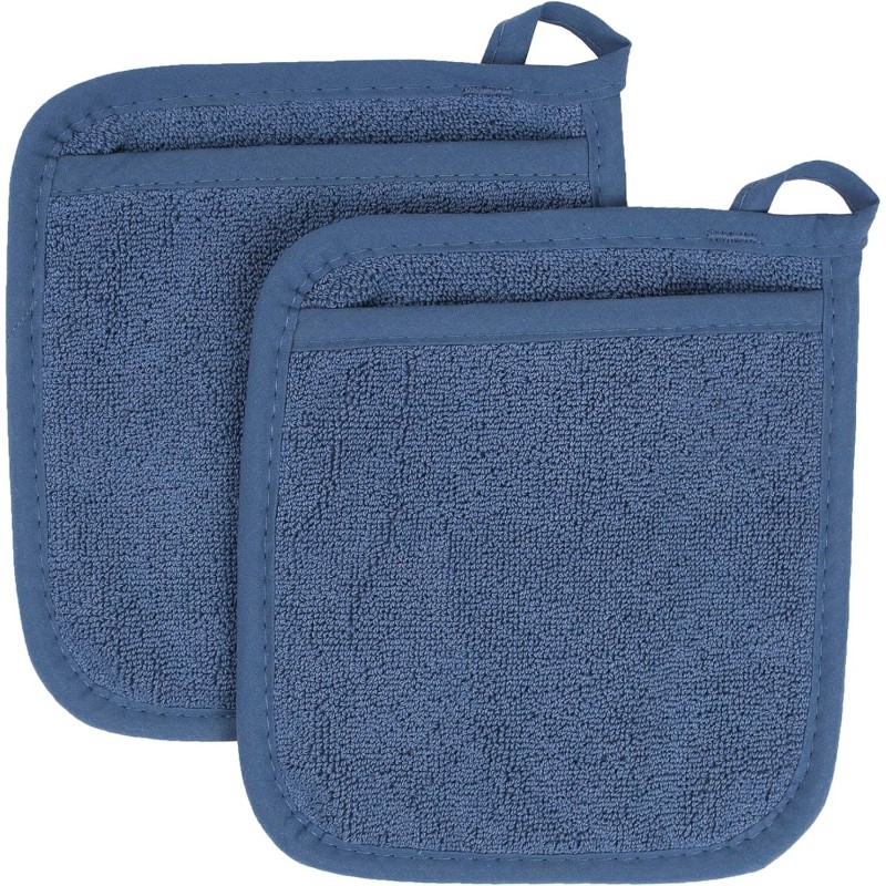 RITZ Terry Pocket Mitt & Hot Pad: Unparalleled Heat Resistant, Durable 100% Cotton – Ergonomically Designed for Optimal Grip – Easy-Care Machine Washable – 2-Pack, Federal Blue