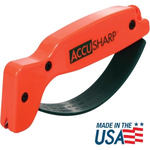 AccuSharp Knife Sharpener, Ergonomic Comfortable Handle, Compact & Easy to Use, Restore and Hone Straight & Serrated Knives, Blaze Orange