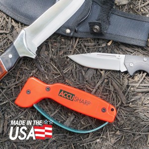 AccuSharp Knife Sharpener, Ergonomic Comfortable Handle, Compact & Easy to Use, Restore and Hone Straight & Serrated Knives, Blaze Orange