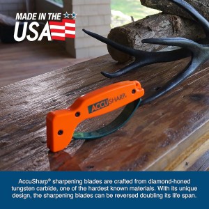 AccuSharp Knife Sharpener, Ergonomic Comfortable Handle, Compact & Easy to Use, Restore and Hone Straight & Serrated Knives, Blaze Orange