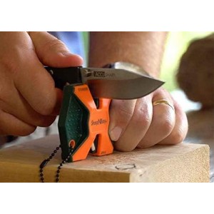 AccuSharp 2-Step Coarse and Fine Rods Knife Sharpener, Hones, Restores & Sharpens Kitchen Knives and All Types of Blades, Keychain Pull Through Knife Sharpener, Blaze Orange