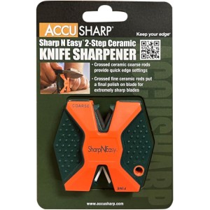 AccuSharp 2-Step Coarse and Fine Rods Knife Sharpener, Hones, Restores & Sharpens Kitchen Knives and All Types of Blades, Keychain Pull Through Knife Sharpener, Blaze Orange