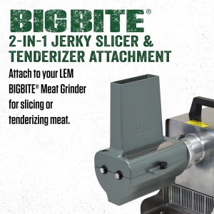 LEM Products BigBite 2-in-1 Jerky Slicer and Tenderizer Attachment for Meat Grinders, Aluminum