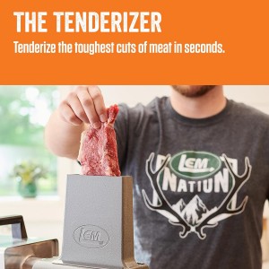 LEM Products BigBite 2-in-1 Jerky Slicer and Tenderizer Attachment for Meat Grinders, Aluminum