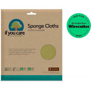 If You Care Sponge Cloths – 5 Count – 100% Natural Cleaning Rags for Kitchen, Bathroom, Home Countertop Surfaces – Absorbent, Reusable, Machine Washable, Compostable