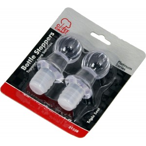 Chef Craft Select Plastic Bottle Stoppers, 2 piece set, Clear
