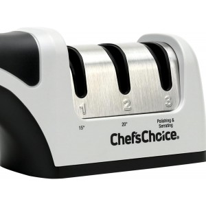Chef'sChoice Manual Knife Sharpeners for 15- and 20-Degree Straight-Edge and Serrated Knives with Diamond Abrasives Precise Angle Control & Compact Footprint, 2-Stage, Gray