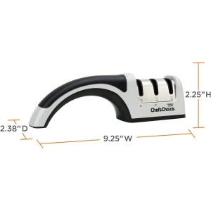 Chef'sChoice Manual Knife Sharpeners for 15- and 20-Degree Straight-Edge and Serrated Knives with Diamond Abrasives Precise Angle Control & Compact Footprint, 2-Stage, Gray