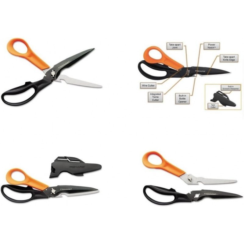 Fiskars Cuts + More Titanium All Purpose Scissors w/ Sharpener and Take Apart Knife