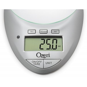 Ozeri Pro II Digital Kitchen Scale with Removable Glass Platform and Countdown Kitchen Timer (1 g to 12 lbs Capacity)